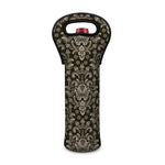 Brown Damask Pattern Print Single Neoprene Wine Tote