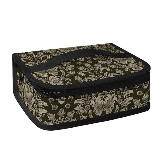Brown Damask Pattern Print Small Lunch Bag