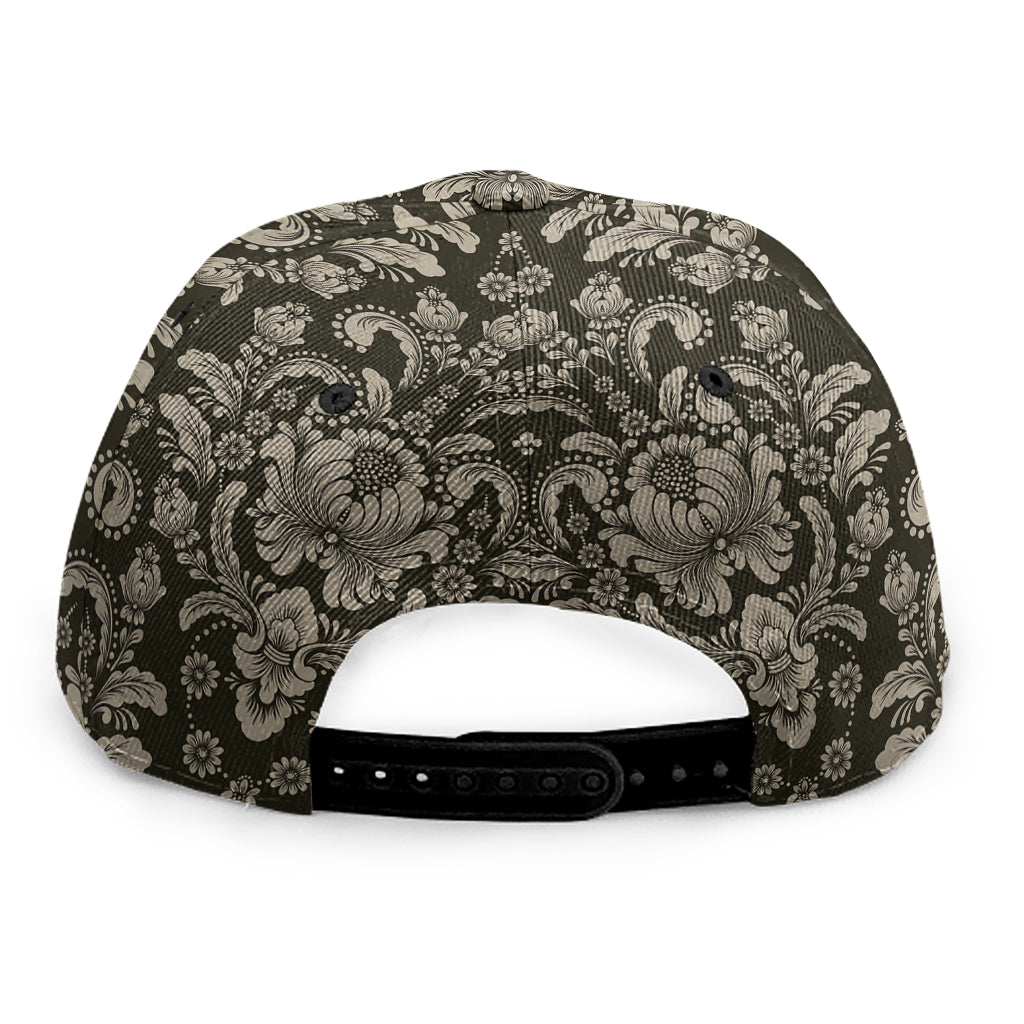 Brown Damask Pattern Print Snapback Cap