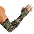 Brown Damask Pattern Print Sun Protection Arm Sleeves