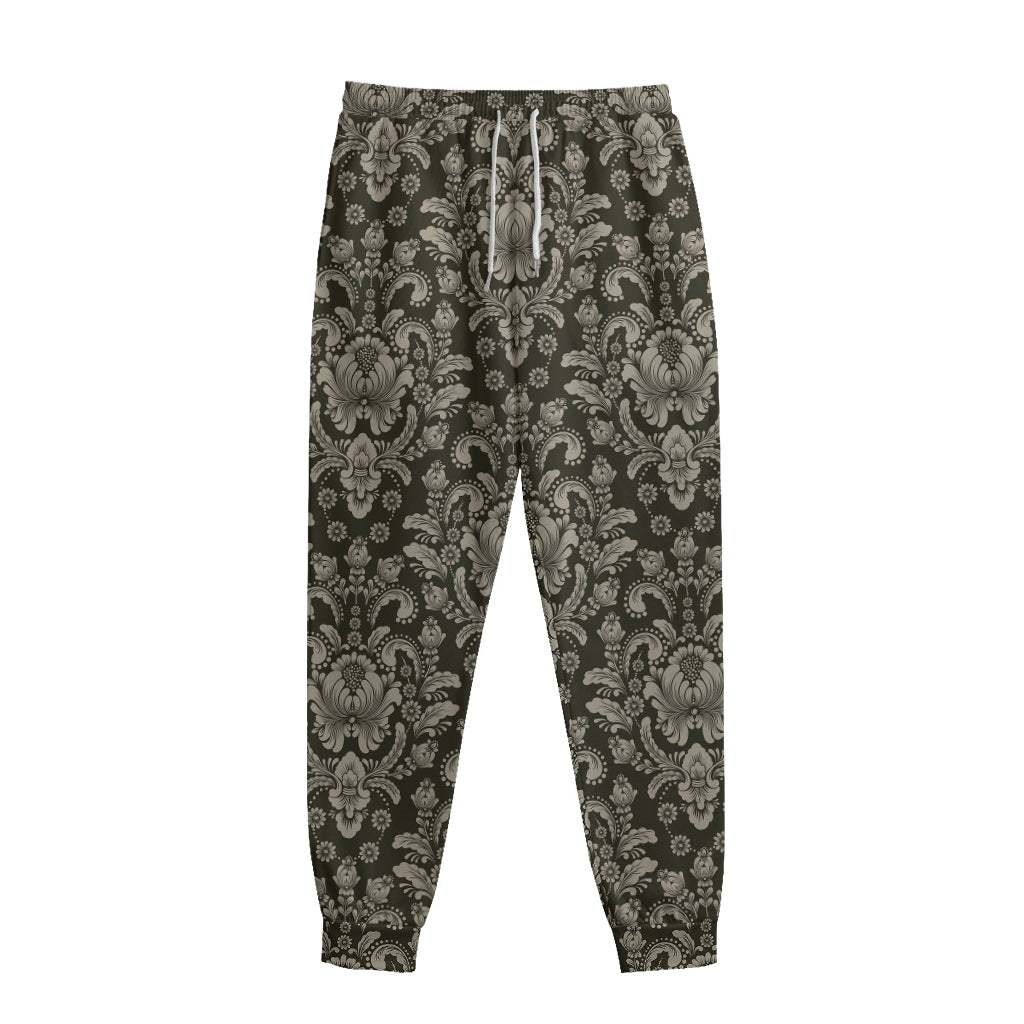 Brown Damask Pattern Print Sweatpants