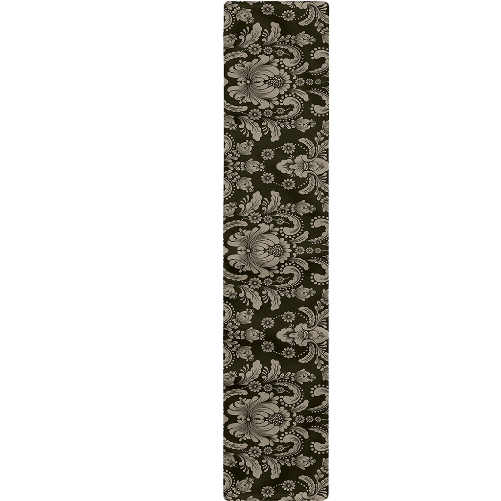 Brown Damask Pattern Print Table Runner