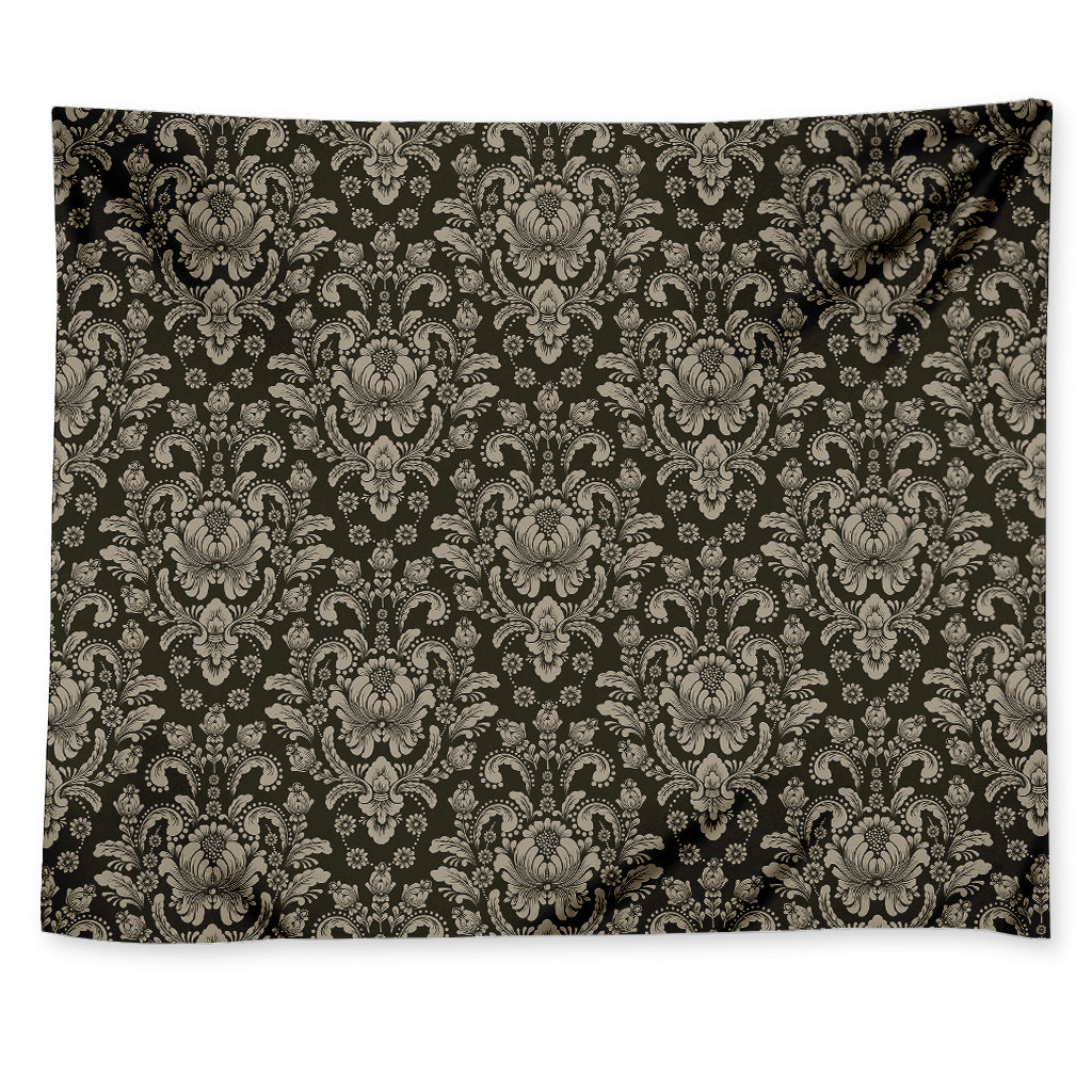 Brown Damask Pattern Print Tapestry