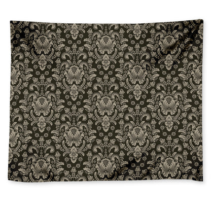 Brown Damask Pattern Print Tapestry