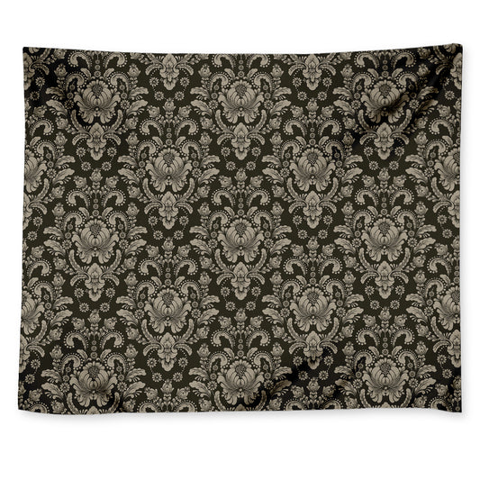 Brown Damask Pattern Print Tapestry