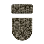 Brown Damask Pattern Print Toilet Lid And Tank Cover Set