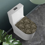 Brown Damask Pattern Print Toilet Lid Cover