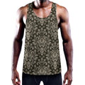 Brown Damask Pattern Print Men's Workout Tank Top