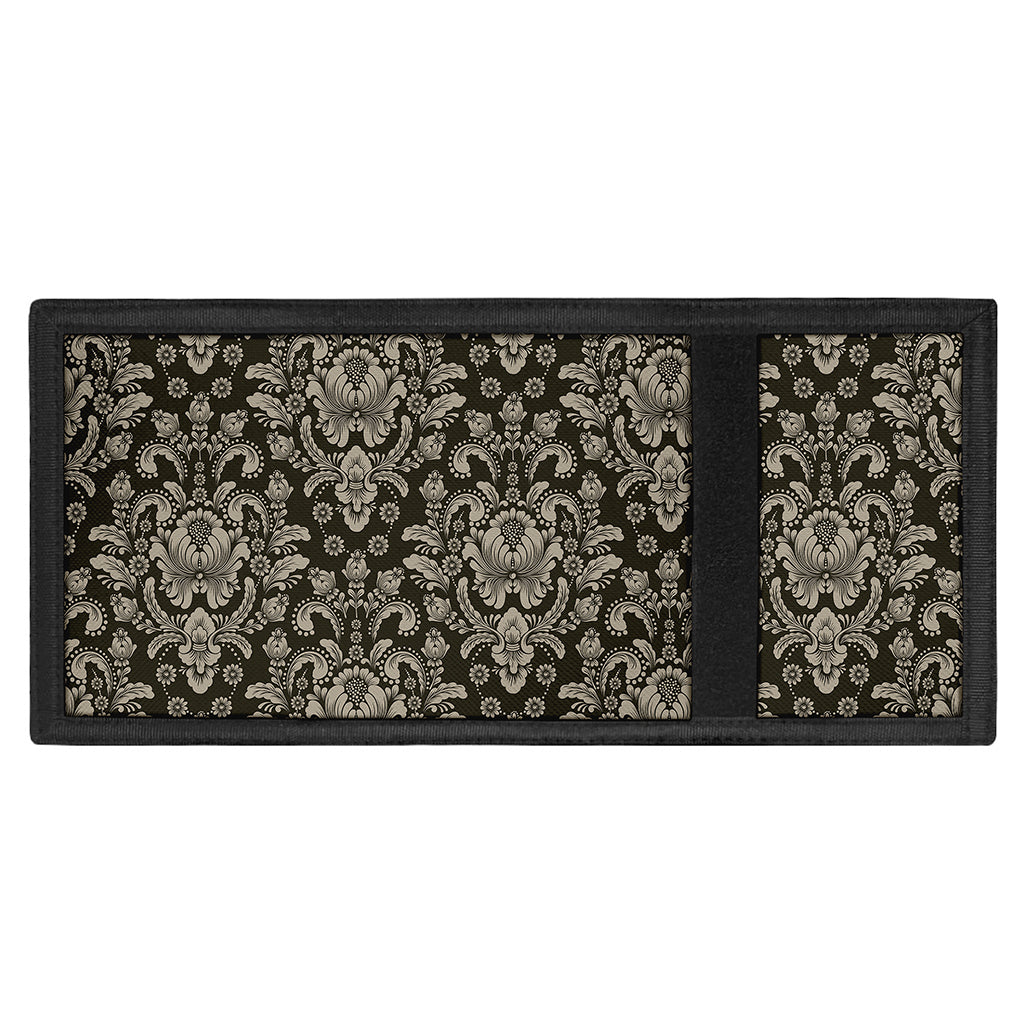 Brown Damask Pattern Print Trifold Wallet