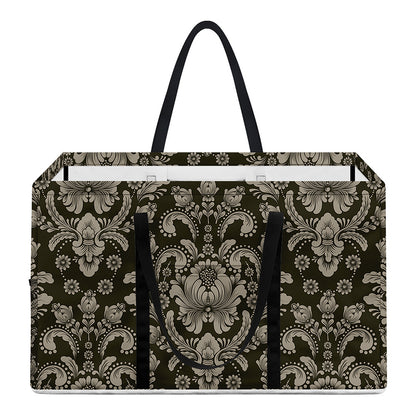 Brown Damask Pattern Print Utility Tote Bag