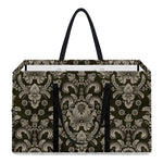 Brown Damask Pattern Print Utility Tote Bag