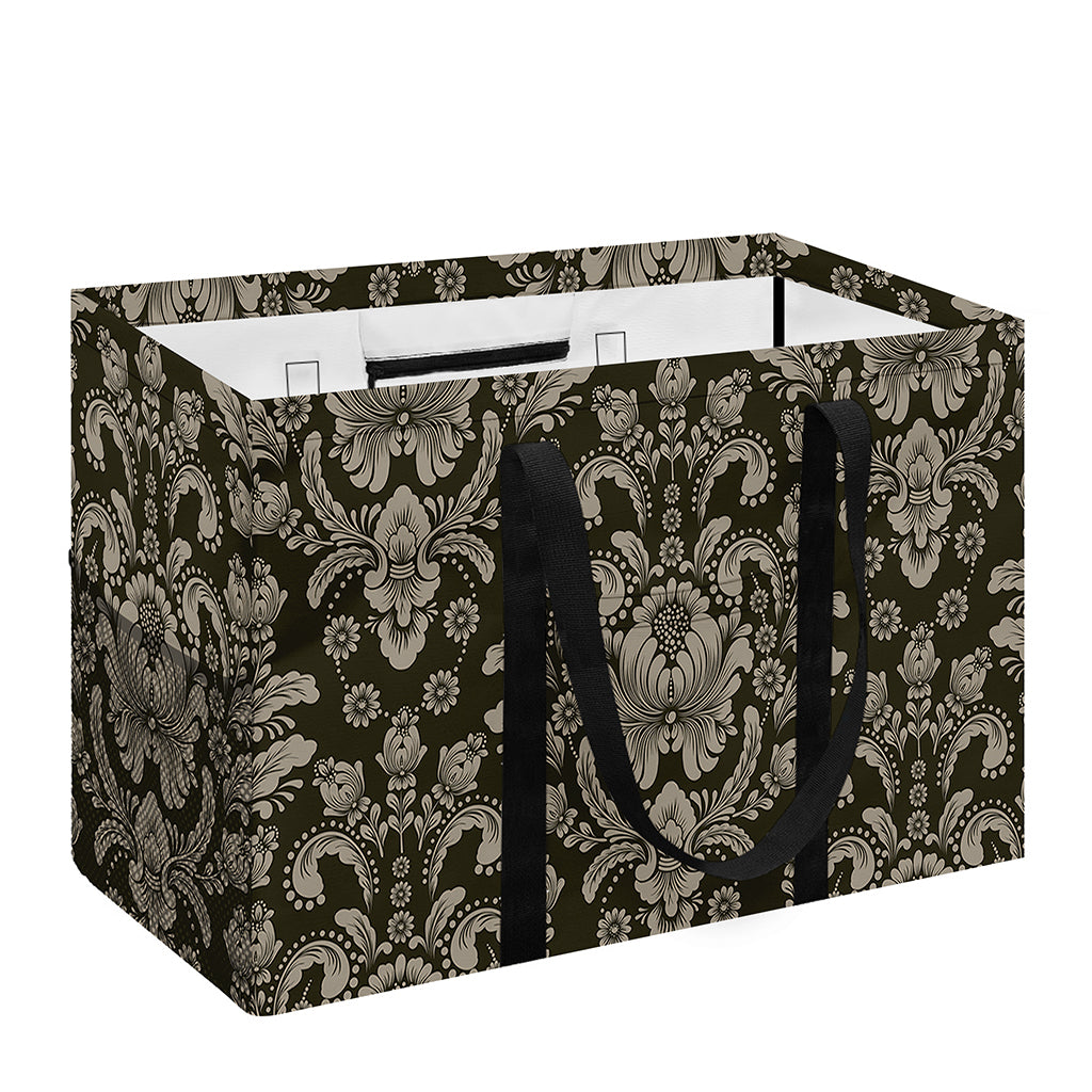 Brown Damask Pattern Print Utility Tote Bag