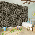 Brown Damask Pattern Print Wall Sticker
