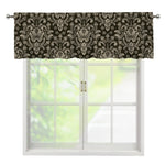 Brown Damask Pattern Print Window Valance