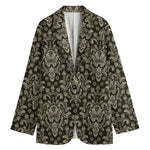 Brown Damask Pattern Print Women's Blazer