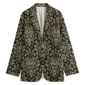 Brown Damask Pattern Print Women's Cotton Blazer