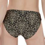 Brown Damask Pattern Print Women's Panties