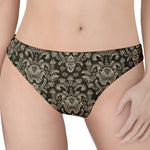 Brown Damask Pattern Print Women's Thong