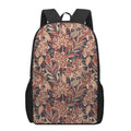 Brown Floral Bohemian Pattern Print 17 Inch Backpack