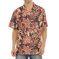 Brown Floral Bohemian Pattern Print Aloha Shirt