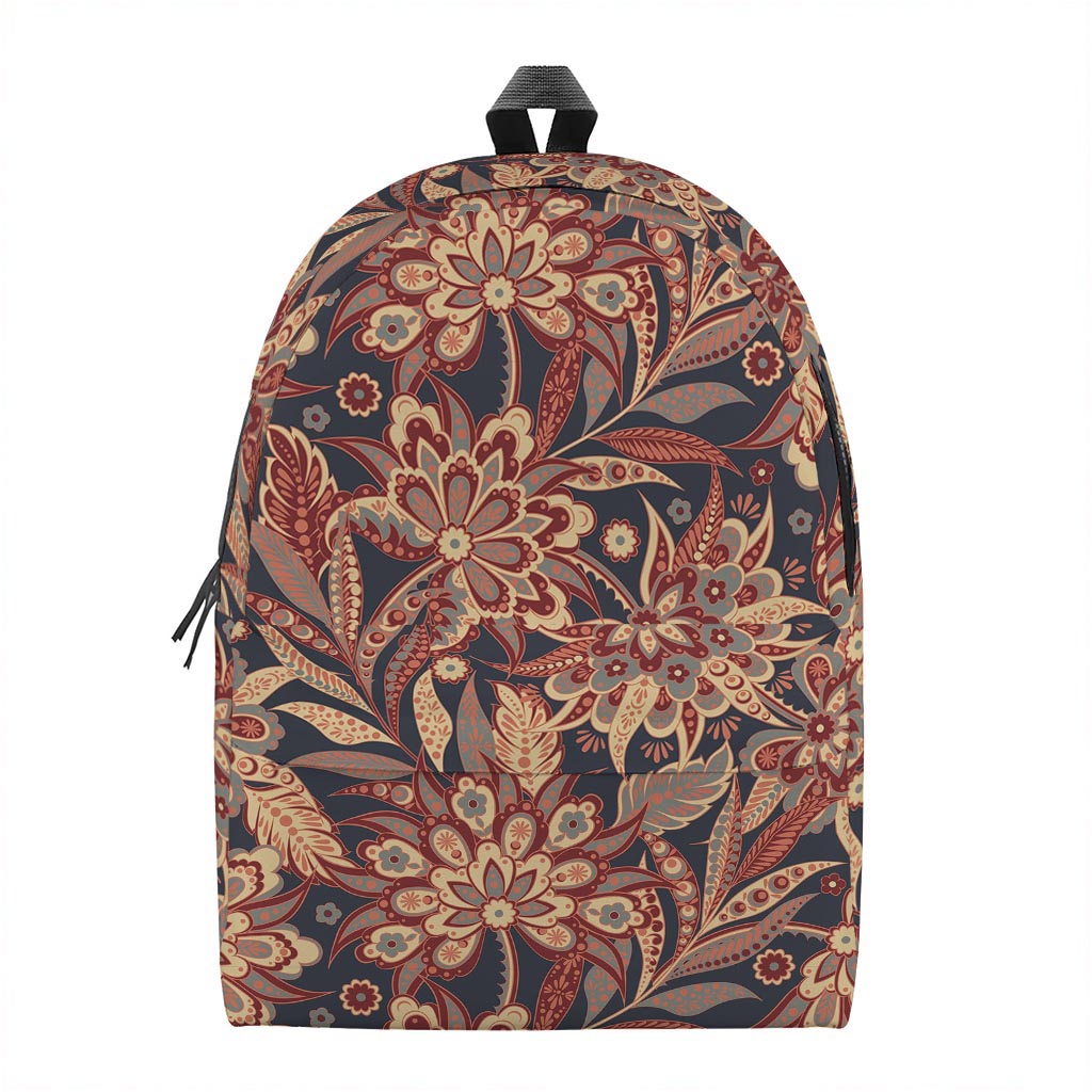 Brown Floral Bohemian Pattern Print Backpack