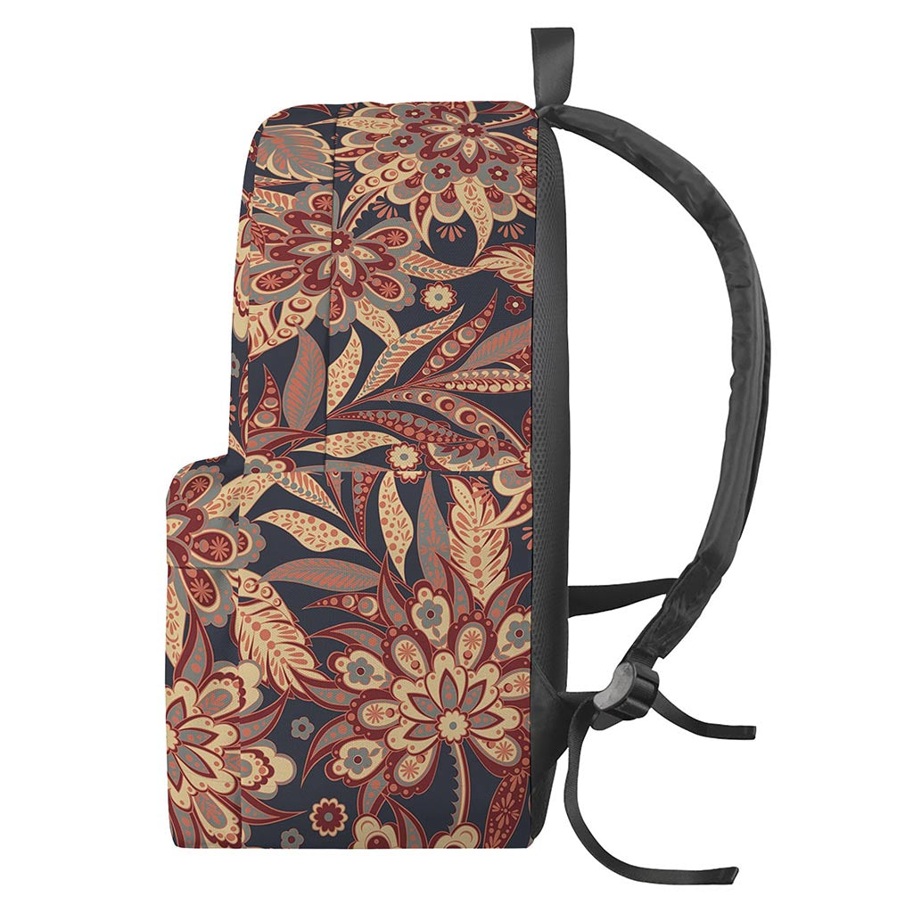 Brown Floral Bohemian Pattern Print Backpack