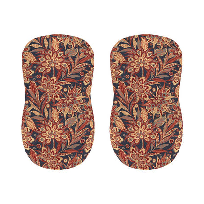 Brown Floral Bohemian Pattern Print Bar Stool Covers