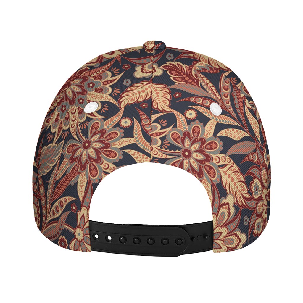 Brown Floral Bohemian Pattern Print Baseball Cap