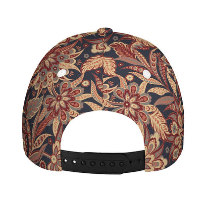 Brown Floral Bohemian Pattern Print Baseball Cap