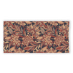 Brown Floral Bohemian Pattern Print Beach Towel