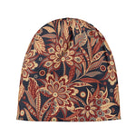 Brown Floral Bohemian Pattern Print Beanie