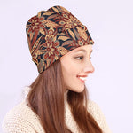 Brown Floral Bohemian Pattern Print Beanie