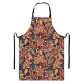Brown Floral Bohemian Pattern Print Bib Apron With Pocket