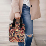Brown Floral Bohemian Pattern Print Bible Tote Bag