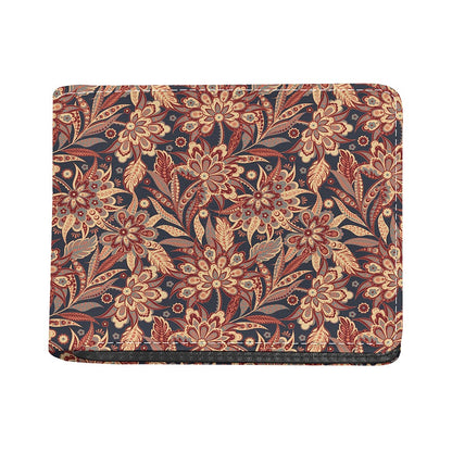 Brown Floral Bohemian Pattern Print Bifold Wallet