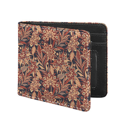 Brown Floral Bohemian Pattern Print Bifold Wallet