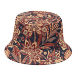 Brown Floral Bohemian Pattern Print Bucket Hat