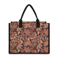 Brown Floral Bohemian Pattern Print Canvas Tote Bag