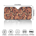 Brown Floral Bohemian Pattern Print Car Windshield Sun Shade