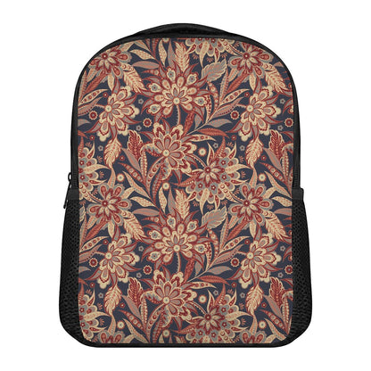 Brown Floral Bohemian Pattern Print Casual Backpack