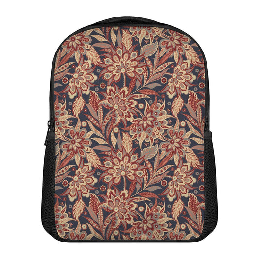 Brown Floral Bohemian Pattern Print Casual Backpack