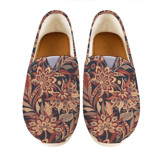 Brown Floral Bohemian Pattern Print Casual Shoes