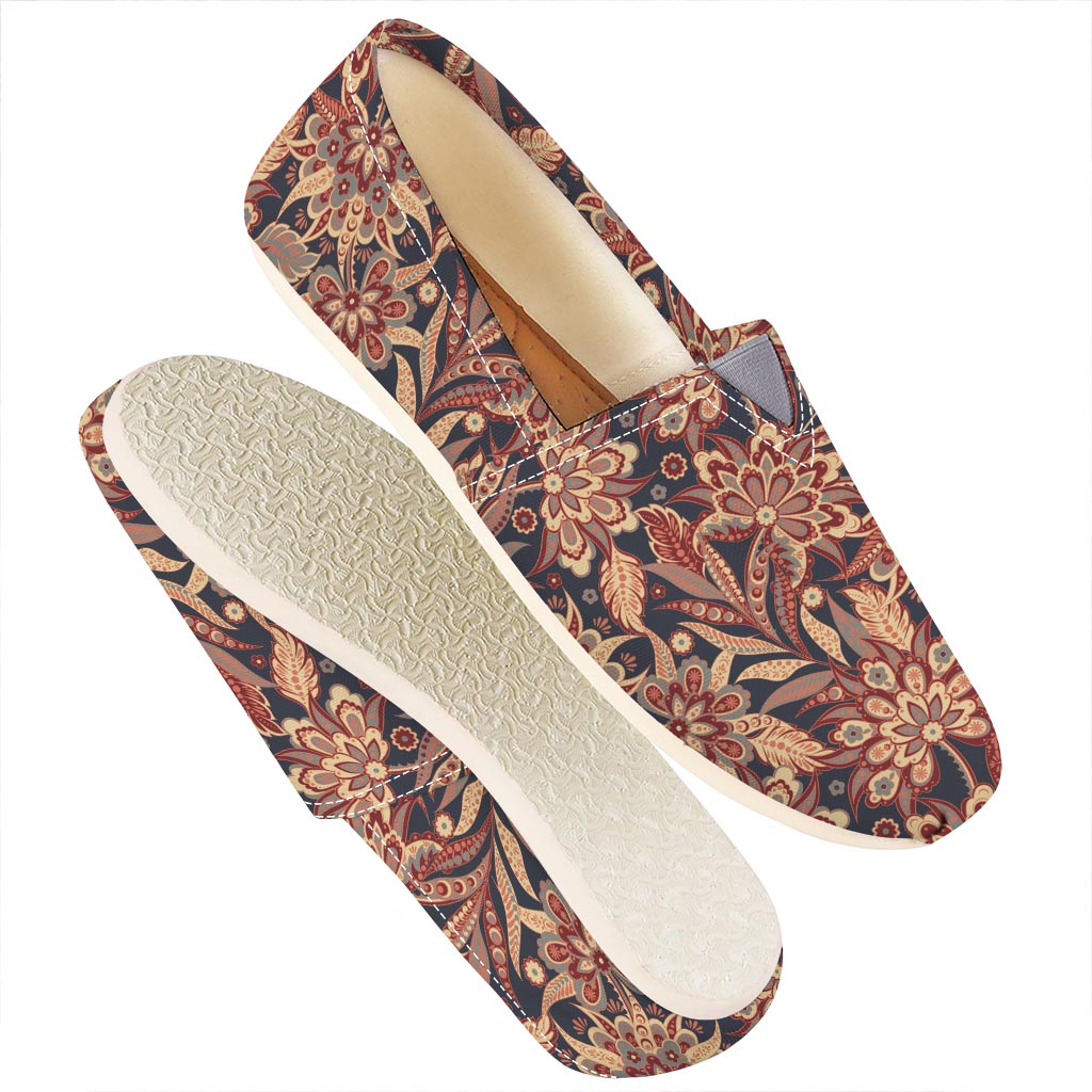Brown Floral Bohemian Pattern Print Casual Shoes