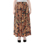 Brown Floral Bohemian Pattern Print Chiffon Maxi Skirt