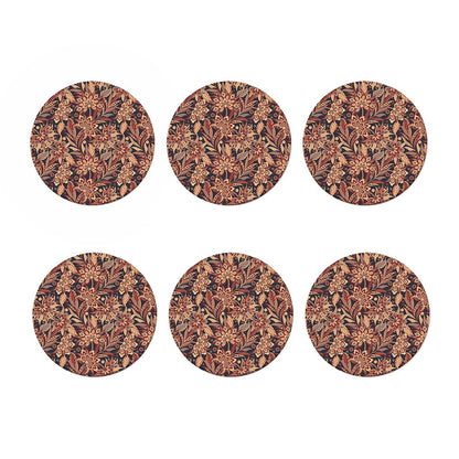Brown Floral Bohemian Pattern Print Coaster Set