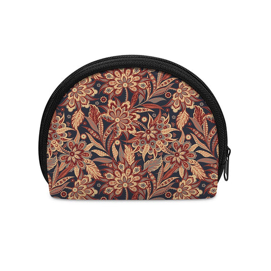 Brown Floral Bohemian Pattern Print Coin Purse