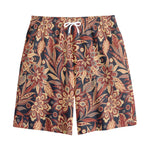Brown Floral Bohemian Pattern Print Cotton Shorts