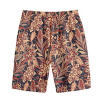 Brown Floral Bohemian Pattern Print Cotton Shorts