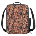 Brown Floral Bohemian Pattern Print Crossbody Lunch Bag