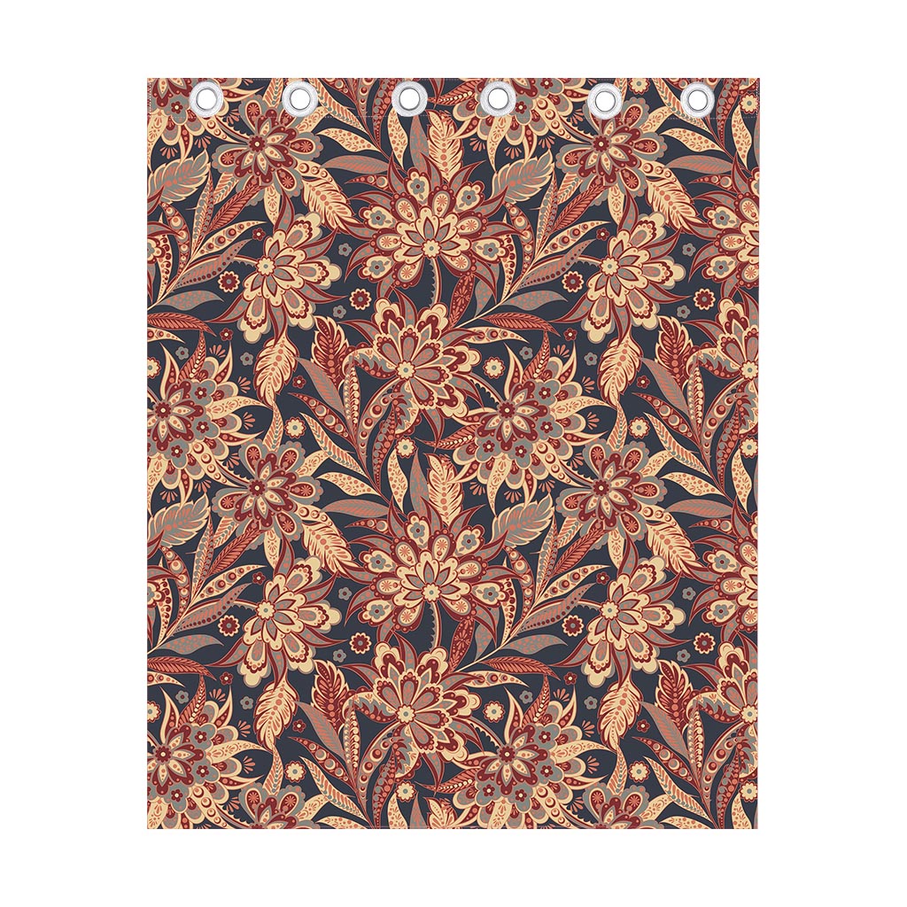 Brown Floral Bohemian Pattern Print Curtain